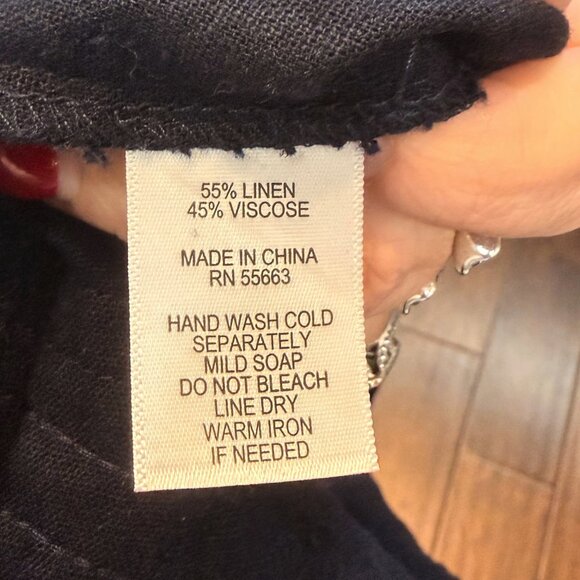 For Cynthia Navy Blue Linen Dress Size M Sleeveless Tank - Picture 8 of 9